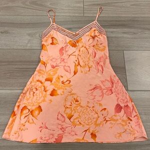 Vintage Y2K Victoria’s Secret Pure Silk Pink Orange Lingerie Slip Dress Size M